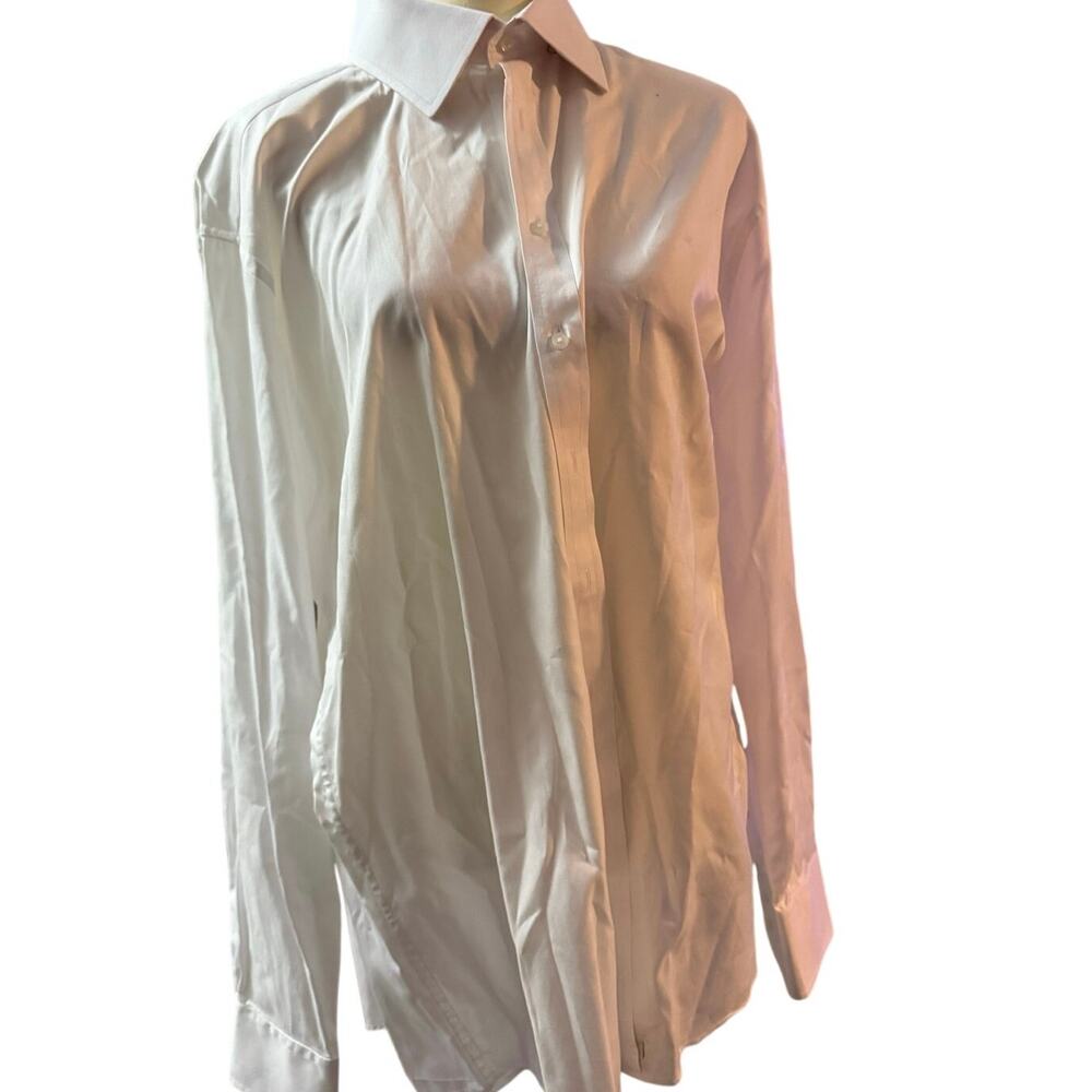 Thomas Pink The Sterling White Herringbone Dress Shirt, Slim Fit, 18/37